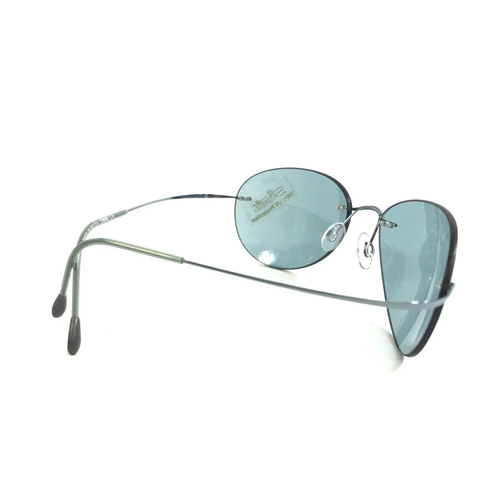 Silhouette Sunglasses M8568 /45 6075 Blue Rimless Frames with Light Blue Lenses